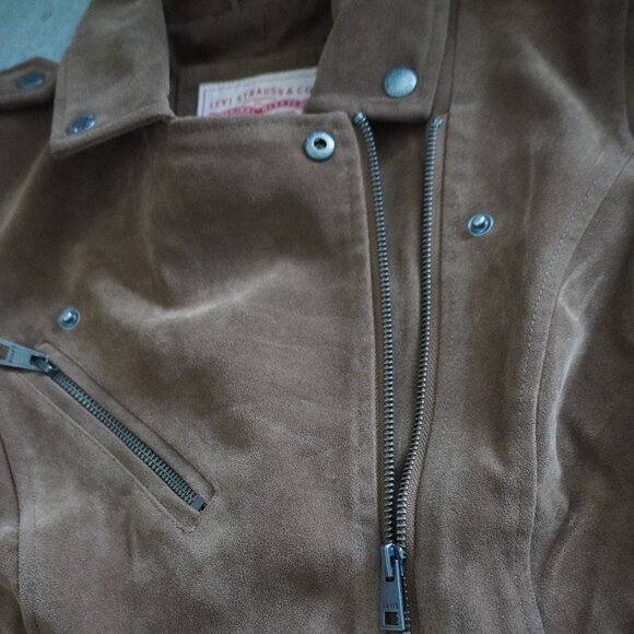 Levi’s Women’s Faux Suede Moto Jacket – Brown – Biker Style - Picture 5 of 8
